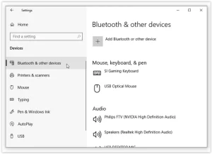 Settings menu, select “Devices,” and then click on “Bluetooth & other devices