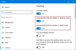 Taskbar in Windows 10 